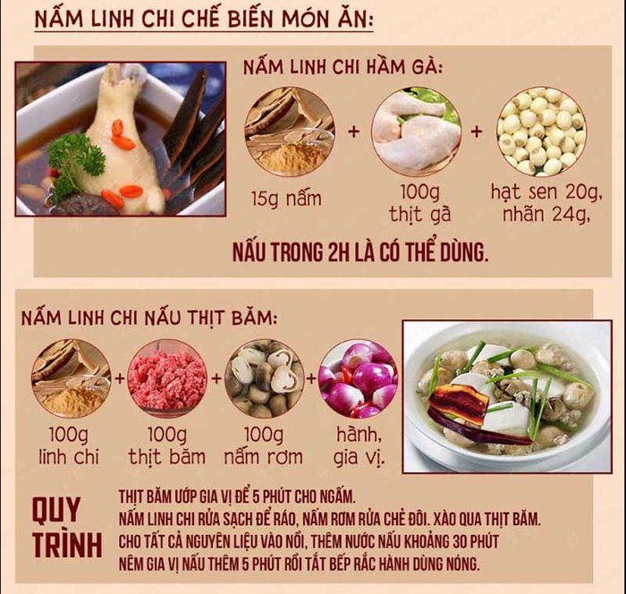 Cách chế biến nấm linh chi làm món ăn 