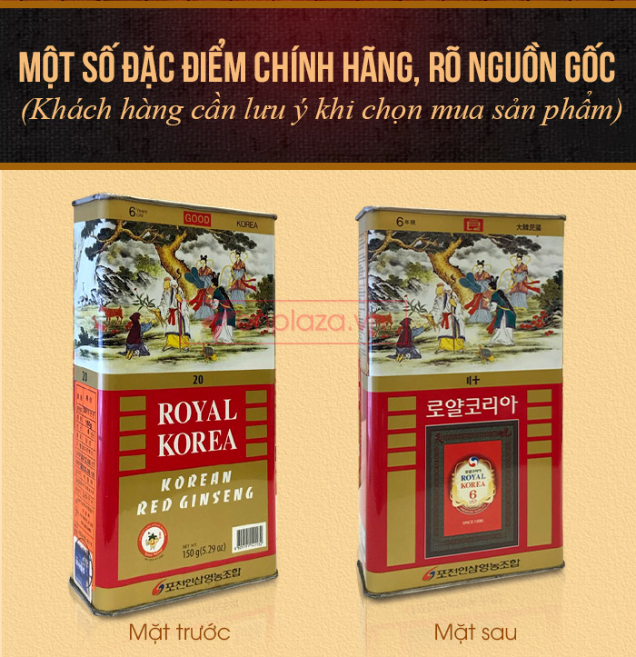 Hồng sâm khô nguyên củ thượng hạng Royal hộp thiếc 150g NS075