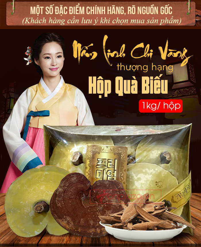 Nấm linh chi vàng thượng hạng Hộp quà biếu (1kg/ hộp)